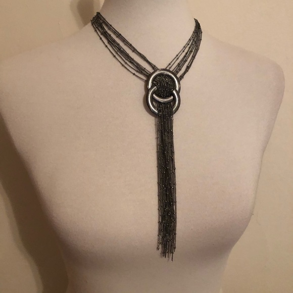Brand New Silver Hematite Statement Necklace - Picture 2 of 7